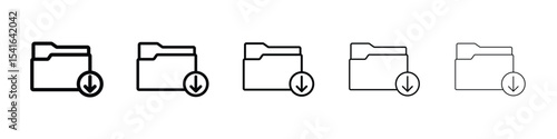Folder download icon logo in stroke lines collection