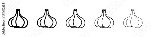 Garlic icon logo in stroke lines collection