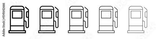 Gas station icon logo in stroke lines collection