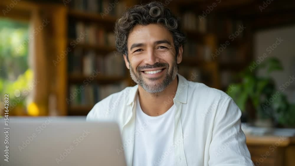 Happy Hispanic Man Working from Home Happy Hispanic Man Working from Home