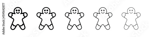 Gingerbread man icon logo in stroke lines collection