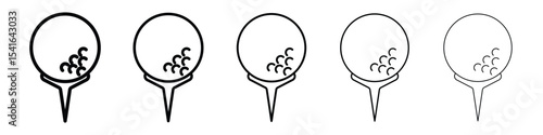 Golf ball icon logo in stroke lines collection