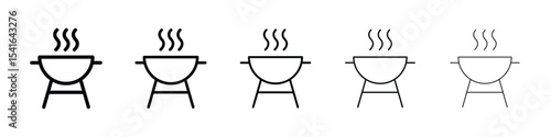 Grill icon logo in stroke lines collection