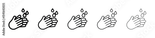 Handwashing icon logo in stroke lines collection
