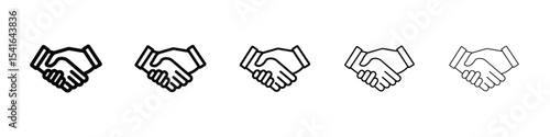 Handshaking icon logo in stroke lines collection