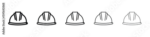 Hard hat icon logo in stroke lines collection