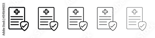 Health insurance icon logo in stroke lines collection
