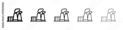 Heat power station icon logo in stroke lines collection