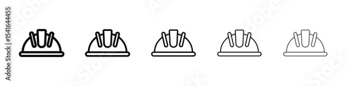 Helmet icon logo in stroke lines collection