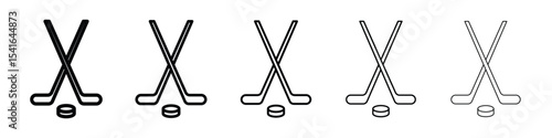 Hockey sticks icon logo in stroke lines collection