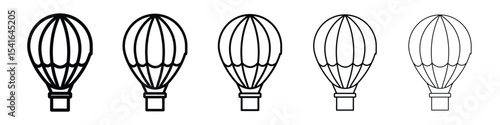 Hot air balloon icon logo in stroke lines collection