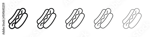Hot dog icon logo in stroke lines collection