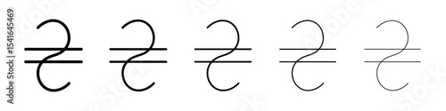 Hryvnia icon logo in stroke lines collection