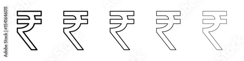 Indian rupee icon logo in stroke lines collection