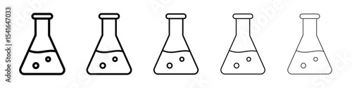 Lab flask icon logo in stroke lines collection