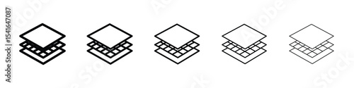 Land layer location icon logo in stroke lines collection