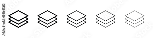 Layers icon logo in stroke lines collection