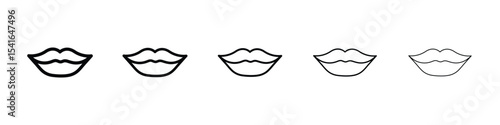 Lips icon logo in stroke lines collection