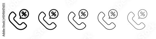Loan call icon logo in stroke lines collection