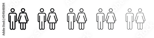 Man and woman icon logo in stroke lines collection