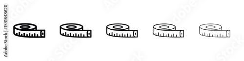 Measuring tape icon logo in stroke lines collection