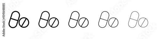Medicine icon logo in stroke lines collection