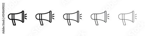 Megaphone icon logo in stroke lines collection