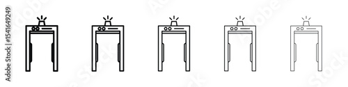 Metal detector icon logo in stroke lines collection