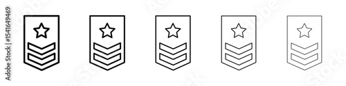Military rank badge icon logo in stroke lines collection