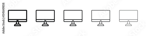 Monitor icon logo in stroke lines collection
