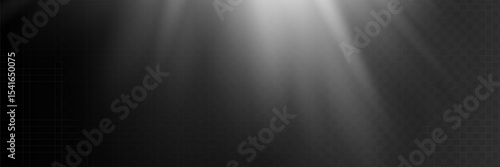 Vector spotlight. Light effect Element of decor. Horizontal stellar rays and searchlight.