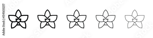 Moth orchid icon logo in stroke lines collection