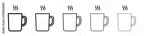 Mug icon logo in stroke lines collection