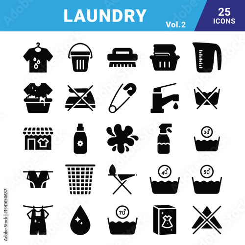 Laundry vector icon set for commercial use.