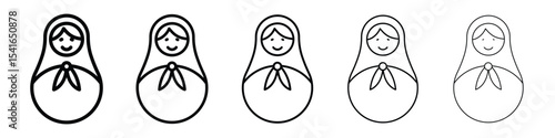 Nesting dolls icon logo in stroke lines collection