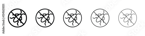 No Bug icon logo in stroke lines collection