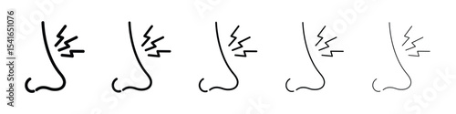 Nose pain icon logo in stroke lines collection