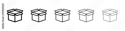 Open box icon logo in stroke lines collection