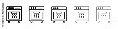 Oven icon logo in stroke lines collection