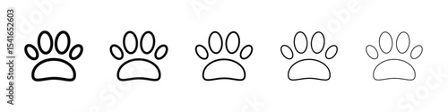Paw icon logo in stroke lines collection