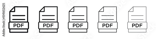 PDF file icon logo in stroke lines collection