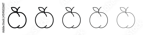 Peach icon logo in stroke lines collection