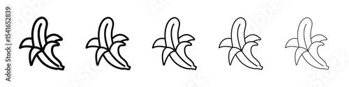 Peeled banana icon logo in stroke lines collection