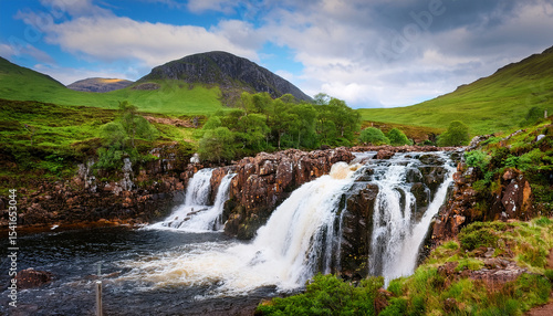 allt chranaidh wailing widow waterfall near kylesku sutherland scottish highlands scotland