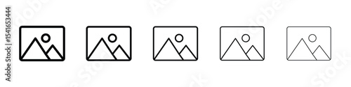 Picture icon logo in stroke lines collection