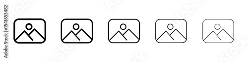 Picture icon logo in stroke lines collection