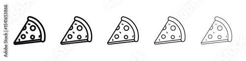 Pizza slice icon logo in stroke lines collection