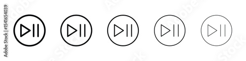 Play pause icon logo in stroke lines collection