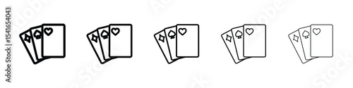 Playing cards icon logo in stroke lines collection