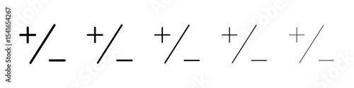 Plus minus icon logo in stroke lines collection